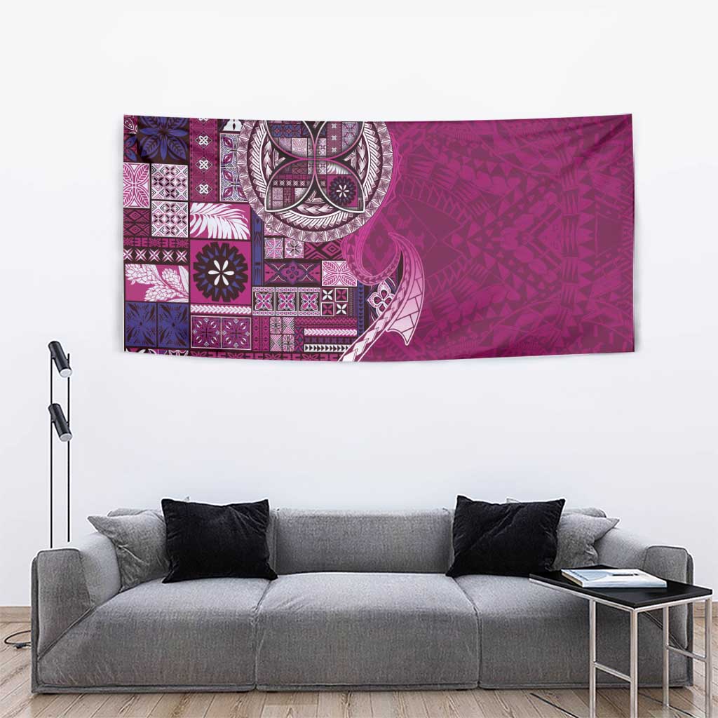 Samoan Siapo Art Tattoo Polynesian Pattern Tapestry Pink Color - Polynesian Pride