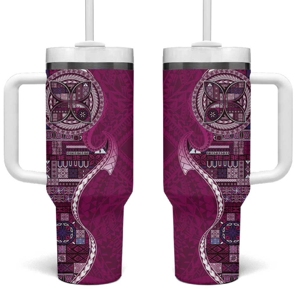 Samoan Siapo Art Tattoo Polynesian Pattern Tumbler With Handle Pink Color - Polynesian Pride