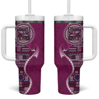 Samoan Siapo Art Tattoo Polynesian Pattern Tumbler With Handle Pink Color - Polynesian Pride