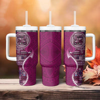 Samoan Siapo Art Tattoo Polynesian Pattern Tumbler With Handle Pink Color - Polynesian Pride