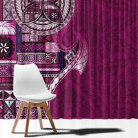 Samoan Siapo Art Tattoo Polynesian Pattern Window Curtain Pink Color - Polynesian Pride