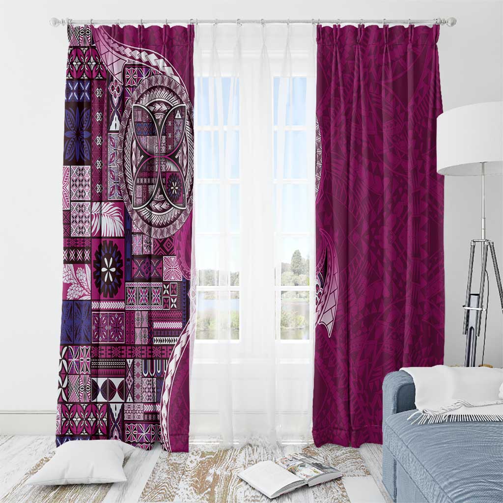 Samoan Siapo Art Tattoo Polynesian Pattern Window Curtain Pink Color - Polynesian Pride