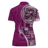 Samoan Siapo Art Tattoo Polynesian Pattern Women Polo Shirt Pink Color - Polynesian Pride