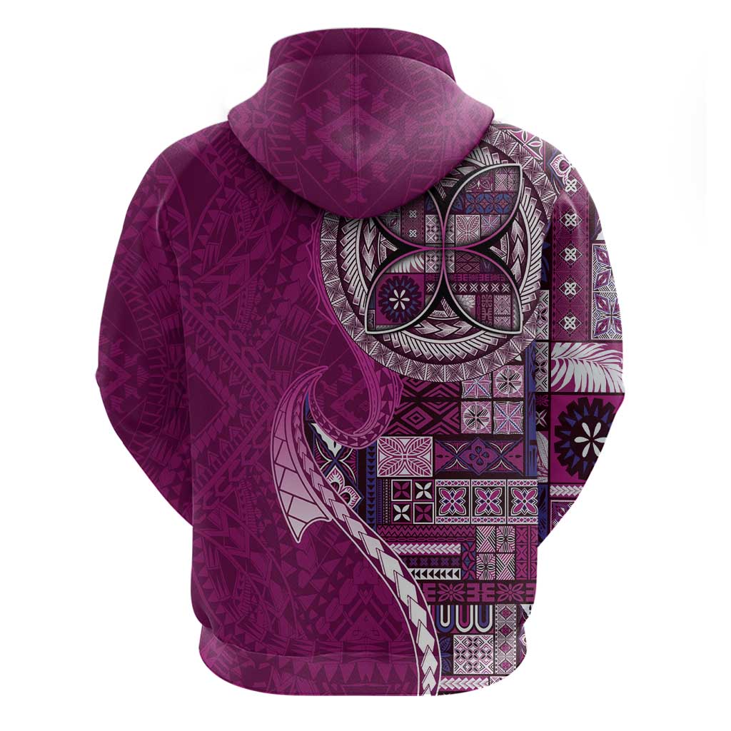 Samoan Siapo Art Tattoo Polynesian Pattern Zip Hoodie Pink Color - Polynesian Pride