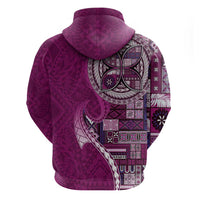 Samoan Siapo Art Tattoo Polynesian Pattern Zip Hoodie Pink Color - Polynesian Pride