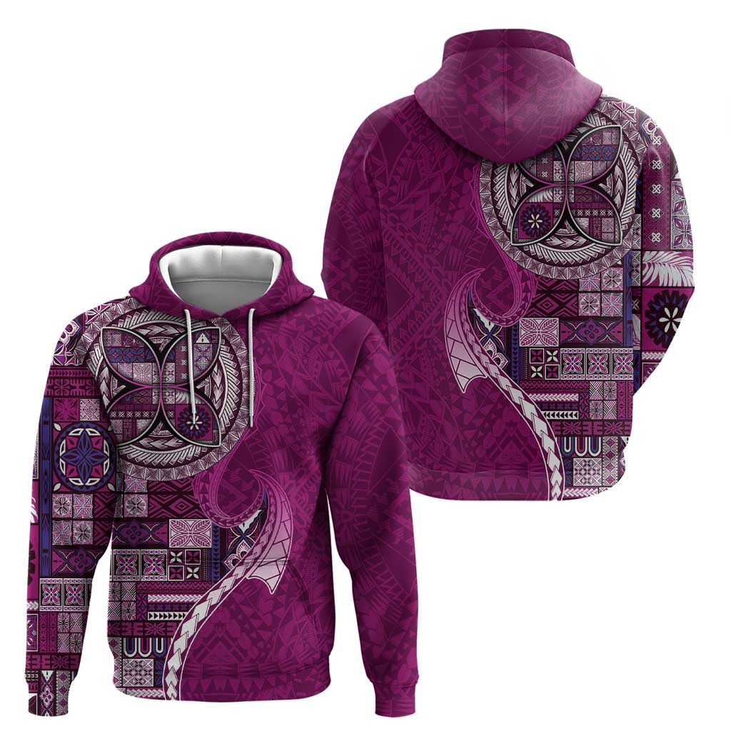 Samoan Siapo Art Tattoo Polynesian Pattern Zip Hoodie Pink Color - Polynesian Pride