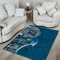 Samoan Siapo Art Tattoo Polynesian Pattern Area Rug Teal Color - Polynesian Pride