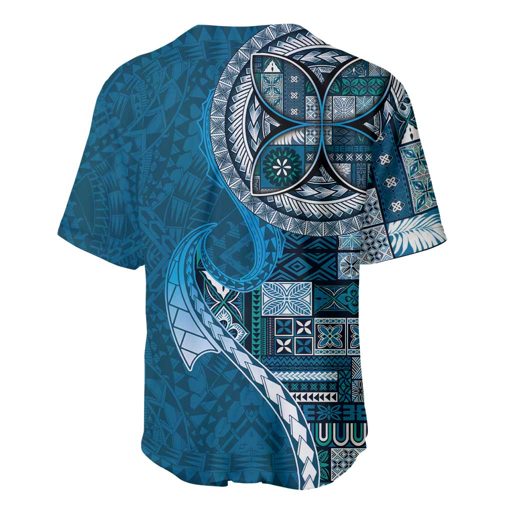 Samoan Siapo Art Tattoo Polynesian Pattern Baseball Jersey Teal Color - Polynesian Pride