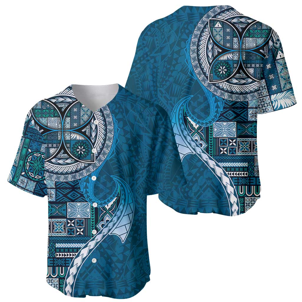 Samoan Siapo Art Tattoo Polynesian Pattern Baseball Jersey Teal Color - Polynesian Pride