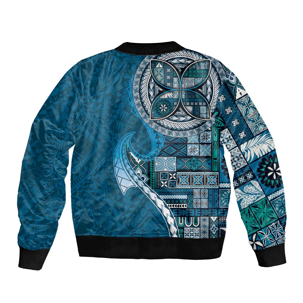 Samoan Siapo Art Tattoo Polynesian Pattern Bomber Jacket Teal Color LT03 - Polynesian Pride
