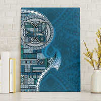 Samoan Siapo Art Tattoo Polynesian Pattern Canvas Wall Art Teal Color - Polynesian Pride