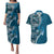Samoan Siapo Art Tattoo Polynesian Pattern Couples Matching Puletasi and Hawaiian Shirt Teal Color - Polynesian Pride