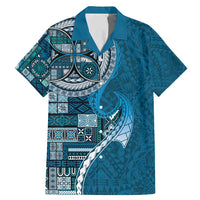 Samoan Siapo Art Tattoo Polynesian Pattern Family Matching Mermaid Dress and Hawaiian Shirt Teal Color - Polynesian Pride