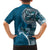 Samoan Siapo Art Tattoo Polynesian Pattern Family Matching Off Shoulder Short Dress and Hawaiian Shirt Teal Color - Polynesian Pride