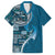 Samoan Siapo Art Tattoo Polynesian Pattern Family Matching Off Shoulder Short Dress and Hawaiian Shirt Teal Color - Polynesian Pride