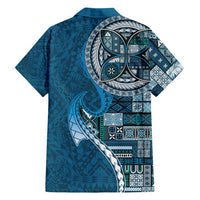 Samoan Siapo Art Tattoo Polynesian Pattern Family Matching Tank Maxi Dress and Hawaiian Shirt Teal Color - Polynesian Pride