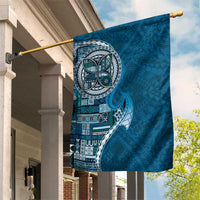 Samoan Siapo Art Tattoo Polynesian Pattern Garden Flag Teal Color - Polynesian Pride