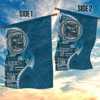 Samoan Siapo Art Tattoo Polynesian Pattern Garden Flag Teal Color - Polynesian Pride