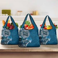 Samoan Siapo Art Tattoo Polynesian Pattern Grocery Bag Teal Color - Polynesian Pride