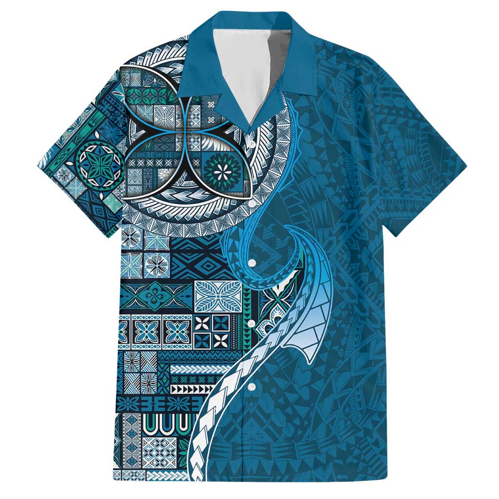 Samoan Siapo Art Tattoo Polynesian Pattern Hawaiian Shirt Teal Color - Polynesian Pride