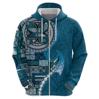 Samoan Siapo Art Tattoo Polynesian Pattern Hoodie Teal Color - Polynesian Pride