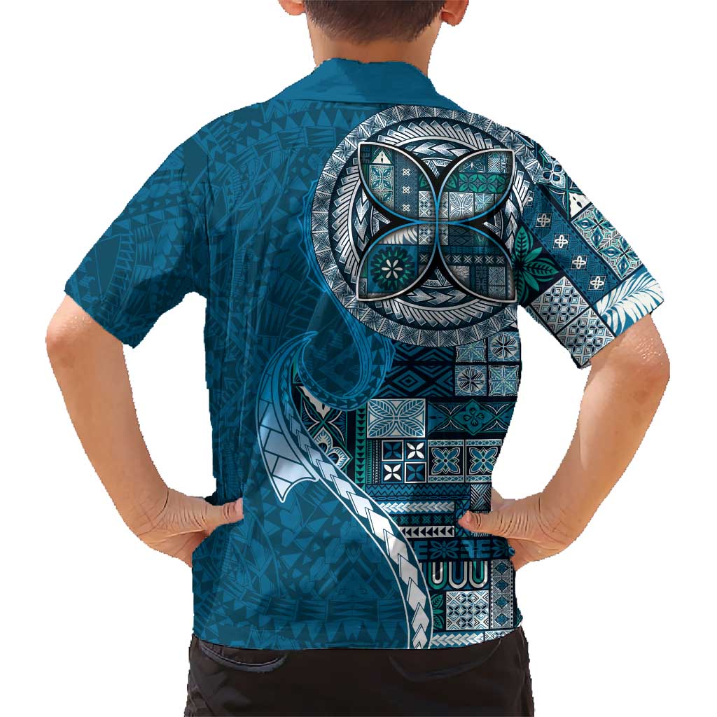Samoan Siapo Art Tattoo Polynesian Pattern Kid Hawaiian Shirt Teal Color LT03 - Polynesian Pride