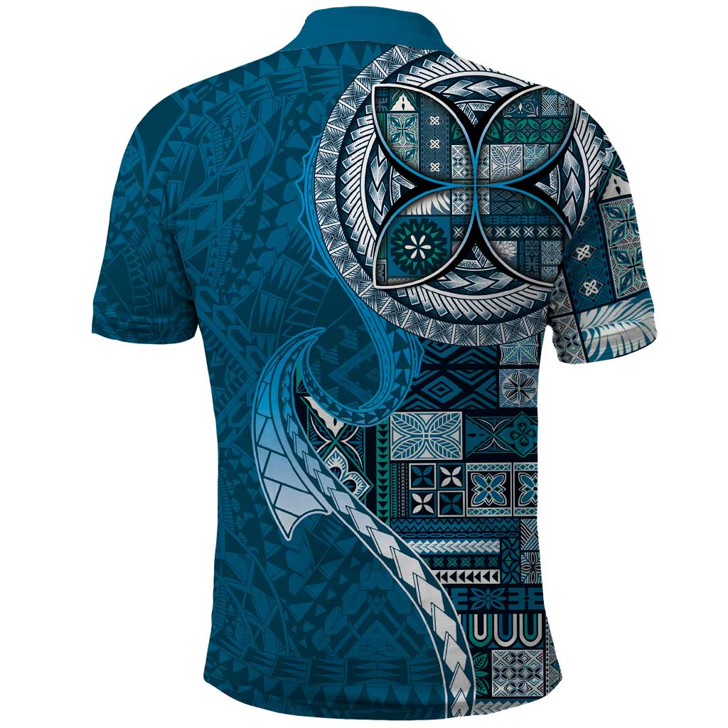 Samoan Siapo Art Tattoo Polynesian Pattern Polo Shirt Teal Color - Polynesian Pride