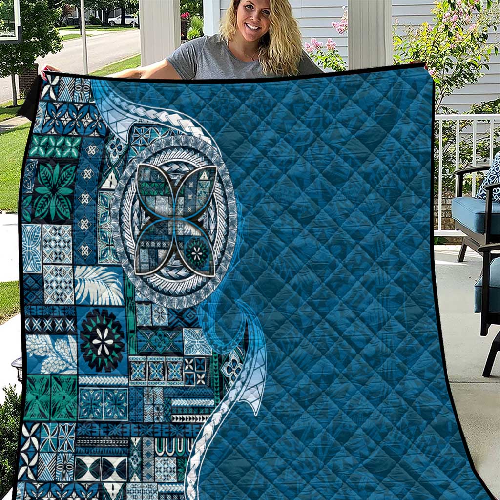 Samoan Siapo Art Tattoo Polynesian Pattern Quilt Teal Color LT03 Teal - Polynesian Pride