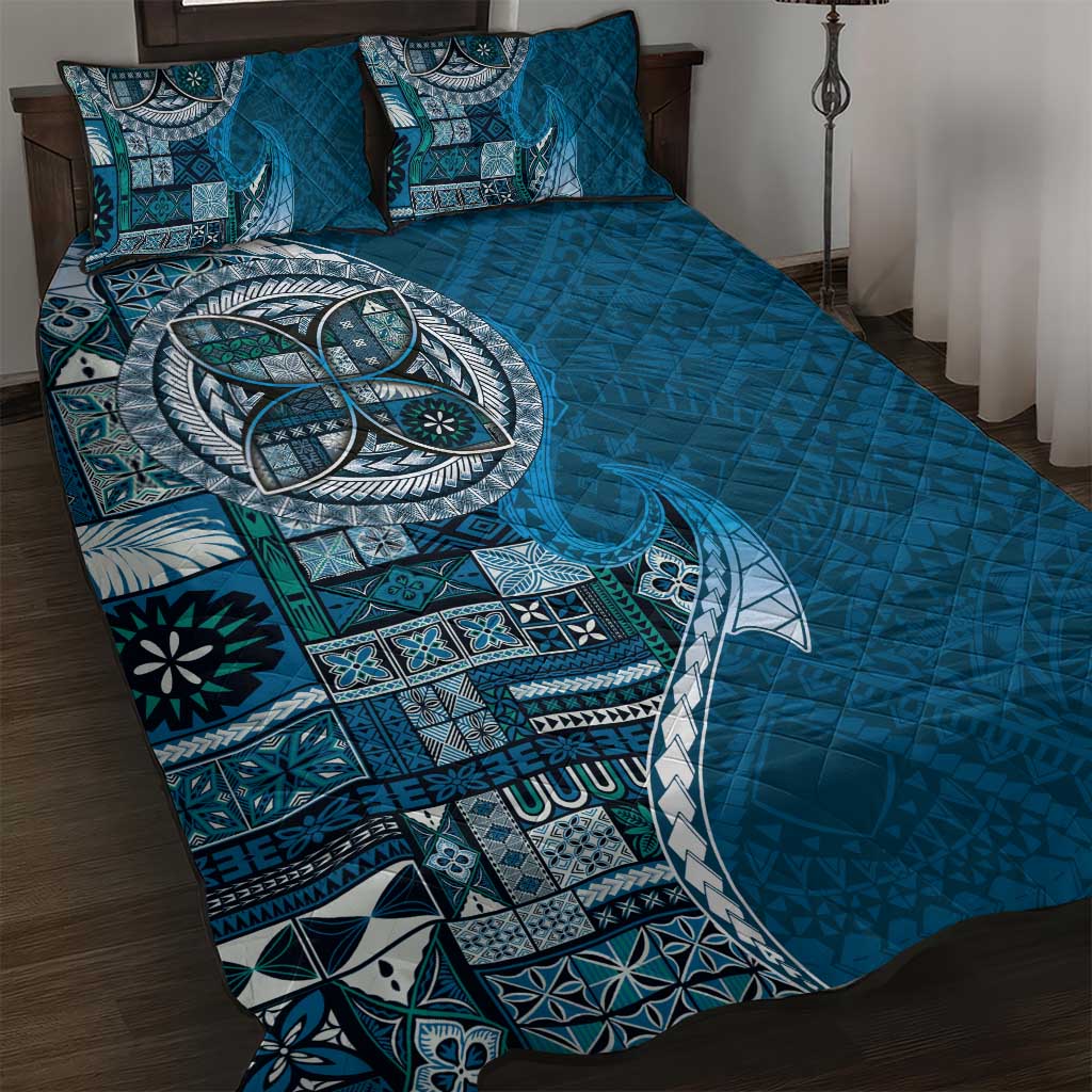 Samoan Siapo Art Tattoo Polynesian Pattern Quilt Bed Set Teal Color LT03 Teal - Polynesian Pride