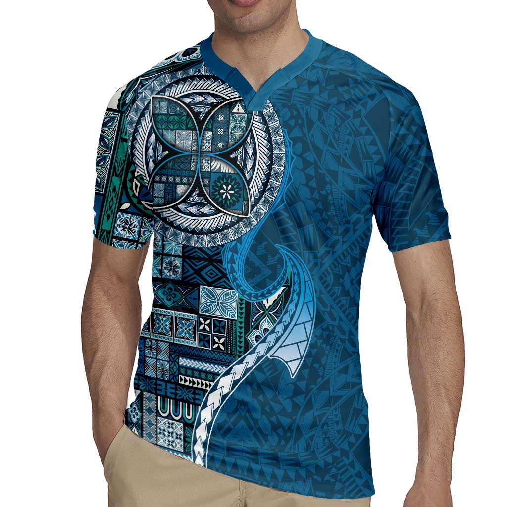 Samoan Siapo Art Tattoo Polynesian Pattern Rugby Jersey Teal Color - Polynesian Pride