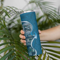 Samoan Siapo Art Tattoo Polynesian Pattern Skinny Tumbler Teal Color LT03 - Polynesian Pride