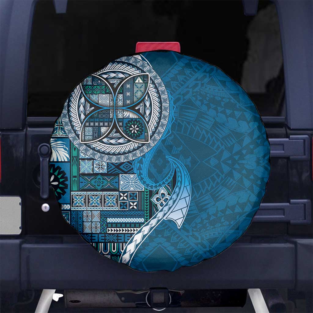 Samoan Siapo Art Tattoo Polynesian Pattern Spare Tire Cover Teal Color - Polynesian Pride