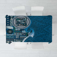 Samoan Siapo Art Tattoo Polynesian Pattern Tablecloth Teal Color - Polynesian Pride