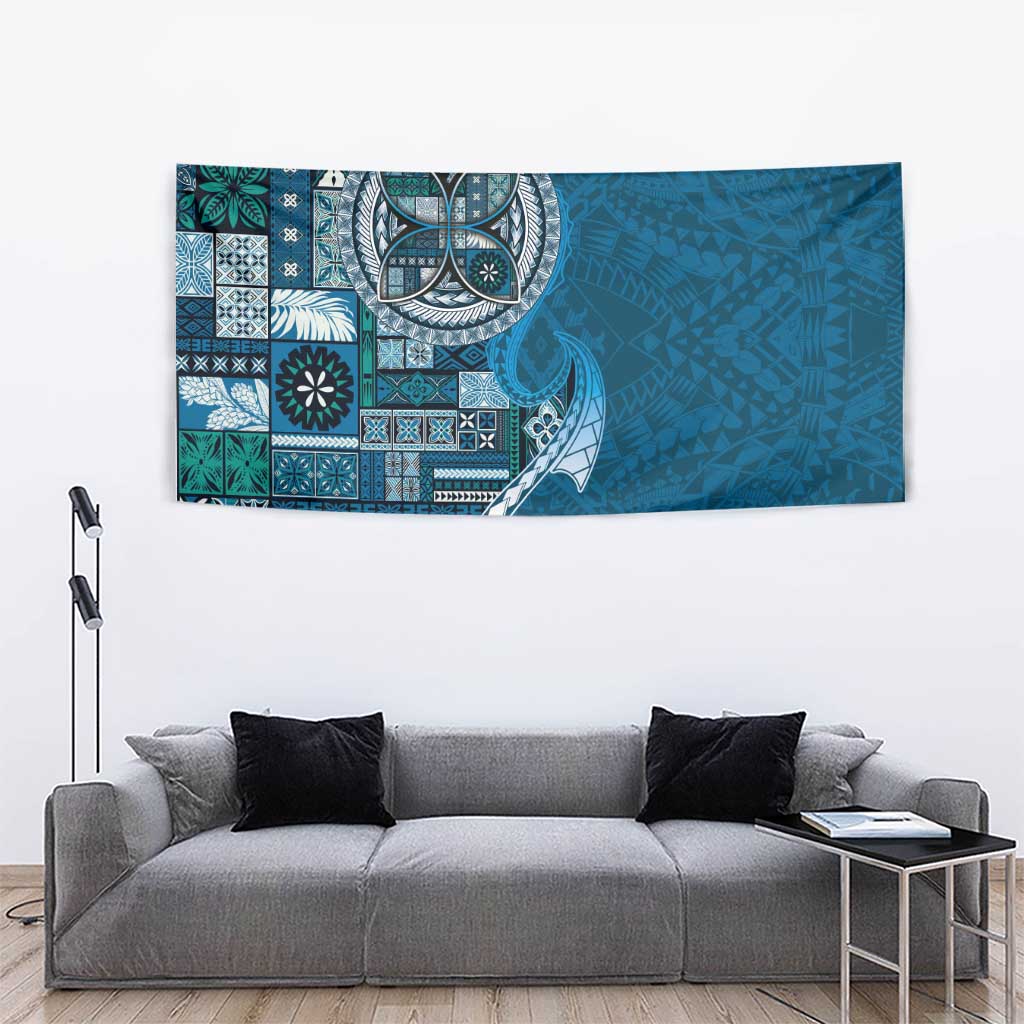 Samoan Siapo Art Tattoo Polynesian Pattern Tapestry Teal Color - Polynesian Pride