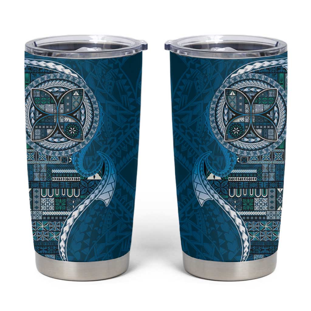 Samoan Siapo Art Tattoo Polynesian Pattern Tumbler Cup Teal Color - Polynesian Pride