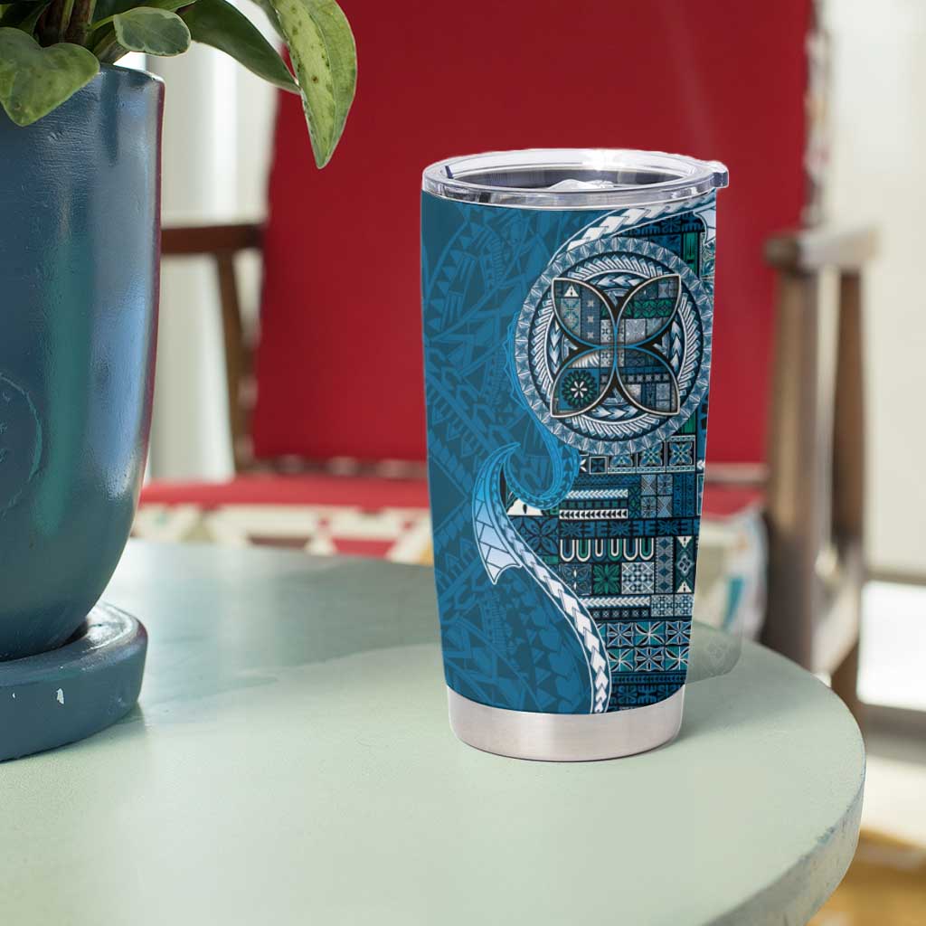 Samoan Siapo Art Tattoo Polynesian Pattern Tumbler Cup Teal Color - Polynesian Pride