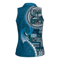 Samoan Siapo Art Tattoo Polynesian Pattern Women Sleeveless Polo Shirt Teal Color LT03 - Polynesian Pride