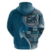 Samoan Siapo Art Tattoo Polynesian Pattern Zip Hoodie Teal Color - Polynesian Pride