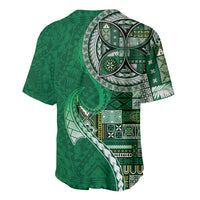 Samoan Siapo Art Tattoo Polynesian Pattern Baseball Jersey Green Color - Polynesian Pride