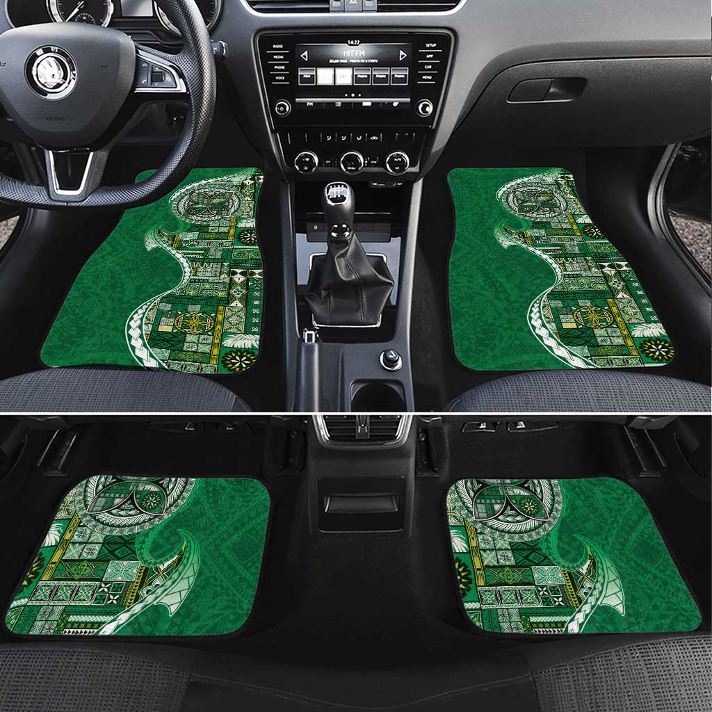 Samoan Siapo Art Tattoo Polynesian Pattern Car Mats Green Color - Polynesian Pride