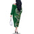 Samoan Siapo Art Tattoo Polynesian Pattern Family Matching Off The Shoulder Long Sleeve Dress and Hawaiian Shirt Green Color - Polynesian Pride