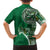 Samoan Siapo Art Tattoo Polynesian Pattern Family Matching Off Shoulder Short Dress and Hawaiian Shirt Green Color - Polynesian Pride
