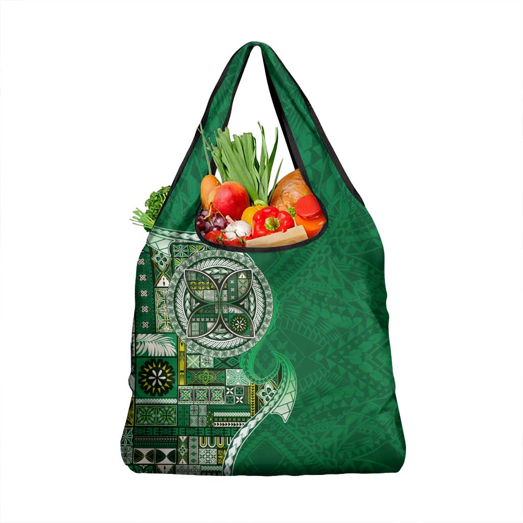 Samoan Siapo Art Tattoo Polynesian Pattern Grocery Bag Green Color - Polynesian Pride