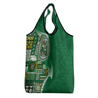 Samoan Siapo Art Tattoo Polynesian Pattern Grocery Bag Green Color - Polynesian Pride