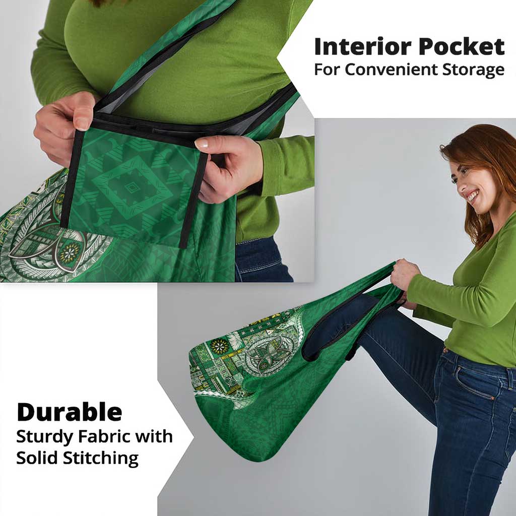 Samoan Siapo Art Tattoo Polynesian Pattern Grocery Bag Green Color - Polynesian Pride