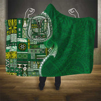 Samoan Siapo Art Tattoo Polynesian Pattern Hooded Blanket Green Color - Polynesian Pride