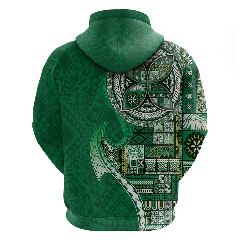 Samoan Siapo Art Tattoo Polynesian Pattern Hoodie Green Color - Polynesian Pride