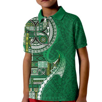 Samoan Siapo Art Tattoo Polynesian Pattern Kid Polo Shirt Green Color LT03 Kid Green - Polynesian Pride