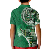 Samoan Siapo Art Tattoo Polynesian Pattern Kid Polo Shirt Green Color LT03 - Polynesian Pride