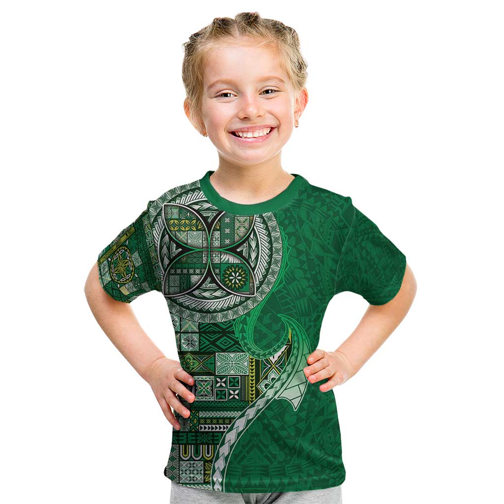 Samoan Siapo Art Tattoo Polynesian Pattern Kid T Shirt Green Color LT03 Green - Polynesian Pride